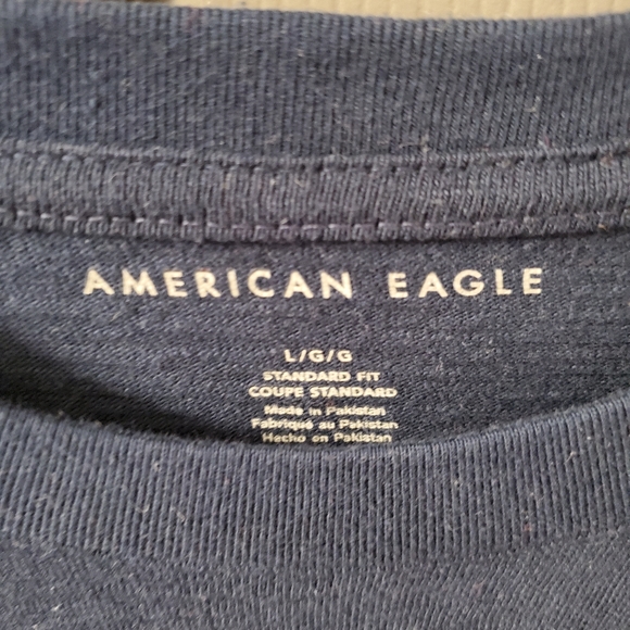 American Eagle Mens Dark Blue Long Sleeve Shirt - Picture 3 of 4